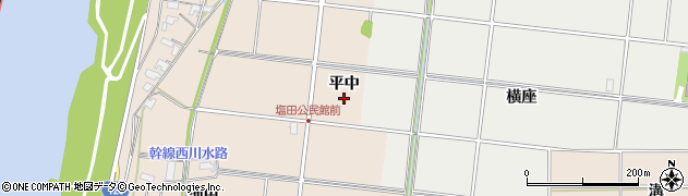 愛知県愛西市塩田町平中周辺の地図
