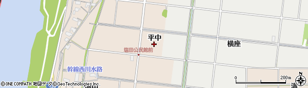 愛知県愛西市塩田町（平中）周辺の地図