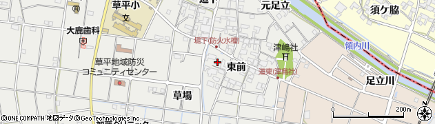 愛知県愛西市草平町（竪原）周辺の地図