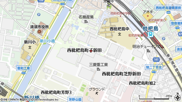 〒452-0068 愛知県清須市西枇杷島町子新田の地図
