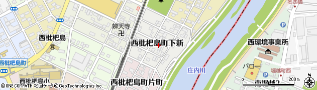 愛知県清須市西枇杷島町下新周辺の地図