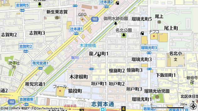 〒462-0869 愛知県名古屋市北区龍ノ口町の地図