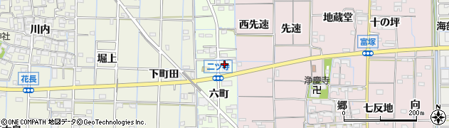 愛知県あま市二ツ寺（六町）周辺の地図
