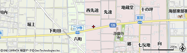 愛知県あま市富塚西先速周辺の地図