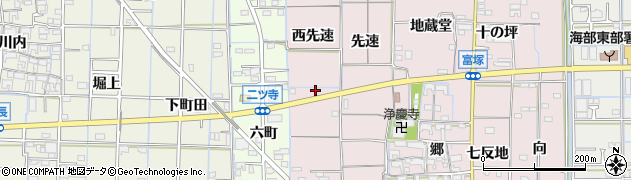 愛知県あま市富塚（西先速）周辺の地図