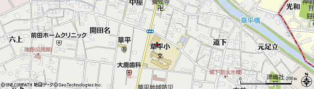 愛知県愛西市草平町（北田名）周辺の地図