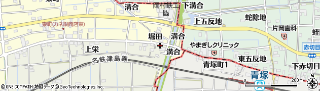 愛知県愛西市佐折町溝合周辺の地図