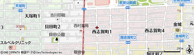愛知県名古屋市北区西志賀町1丁目周辺の地図