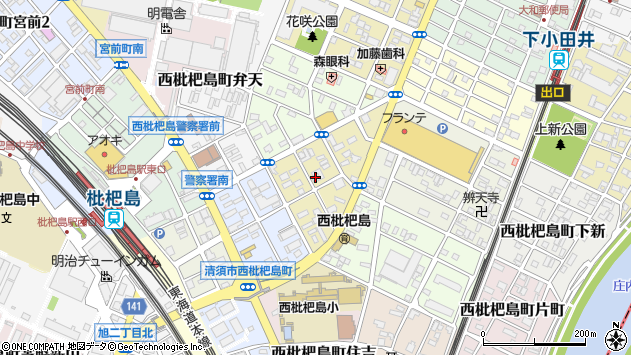 〒452-0004 愛知県清須市西枇杷島町大黒の地図