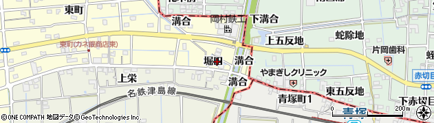 愛知県愛西市勝幡町（堀田）周辺の地図