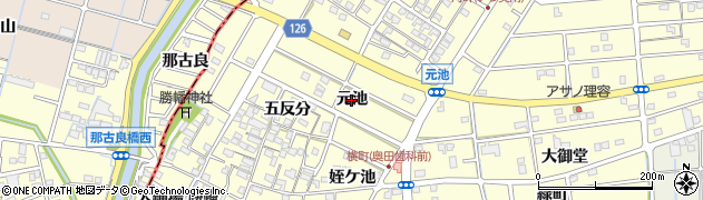 愛知県愛西市勝幡町（元池）周辺の地図
