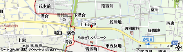 愛知県あま市蜂須賀上五反地周辺の地図
