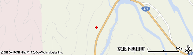 京都府京都市右京区京北下黒田町（井花）周辺の地図