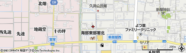 愛知県あま市新居屋岩屋周辺の地図