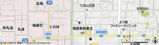 愛知県あま市新居屋岩屋44周辺の地図