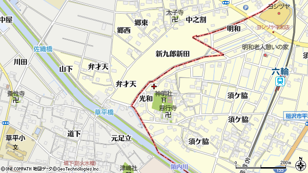 〒490-1323 愛知県稲沢市平和町嫁振東の地図