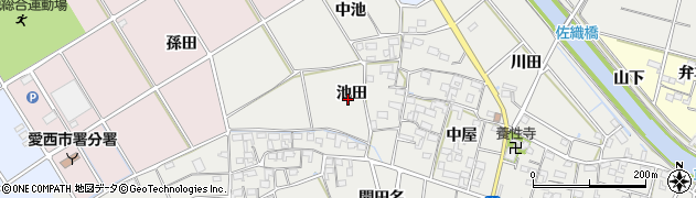 愛知県愛西市草平町（池田）周辺の地図