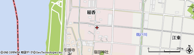 愛知県愛西市下大牧町（稲香）周辺の地図