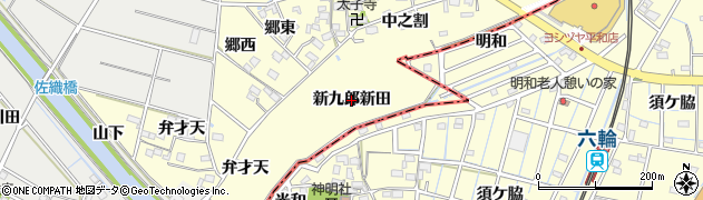 愛知県愛西市大野山町（新九郎新田）周辺の地図