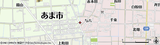 愛知県あま市古道与六119周辺の地図