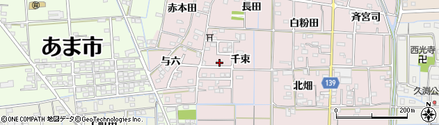 愛知県あま市古道（千束）周辺の地図