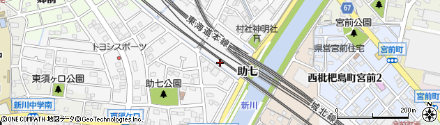 愛知県清須市助七周辺の地図