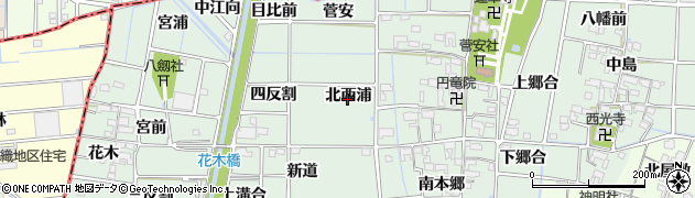 愛知県あま市蜂須賀（北西浦）周辺の地図