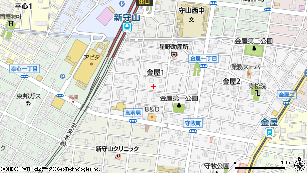 〒463-0072 愛知県名古屋市守山区金屋の地図