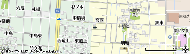 愛知県あま市中橋（宮西）周辺の地図