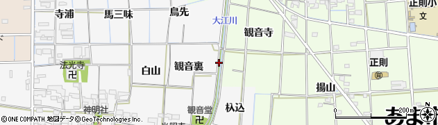 愛知県あま市花正（中白山）周辺の地図