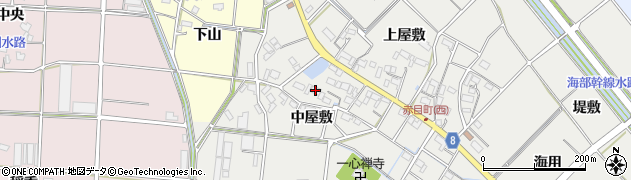 愛知県愛西市赤目町（中屋敷）周辺の地図