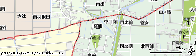 愛知県あま市蜂須賀（宮浦）周辺の地図