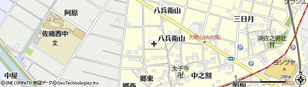 愛知県愛西市大野山町尾中瀬周辺の地図