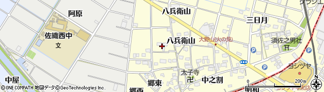 愛知県愛西市大野山町（尾中瀬）周辺の地図