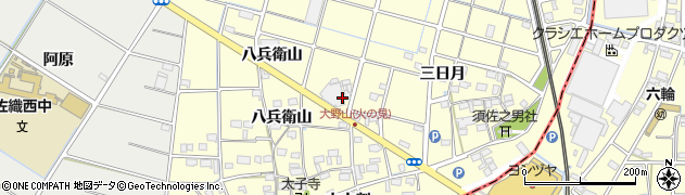 愛知県愛西市大野山町（三日月）周辺の地図