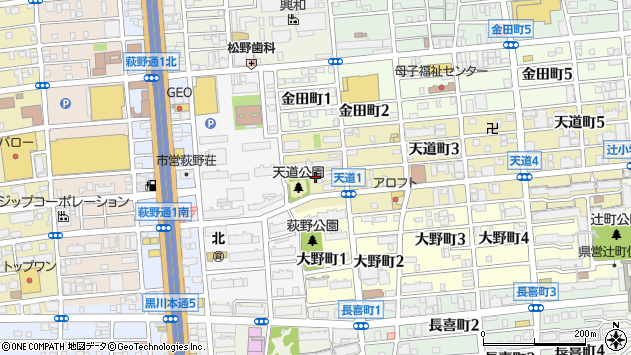 〒462-0034 愛知県名古屋市北区天道町の地図