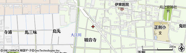 愛知県あま市二ツ寺（観音寺）周辺の地図
