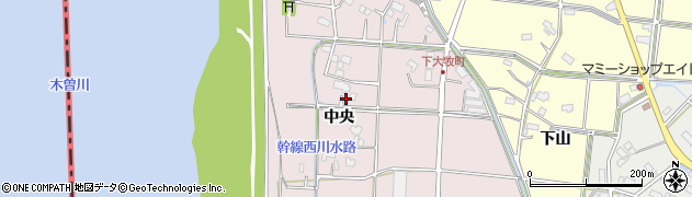 愛知県愛西市下大牧町中央周辺の地図