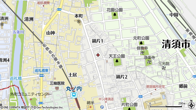 〒452-0907 愛知県清須市鍋片の地図