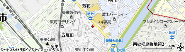 愛知県清須市助七（東山中）周辺の地図