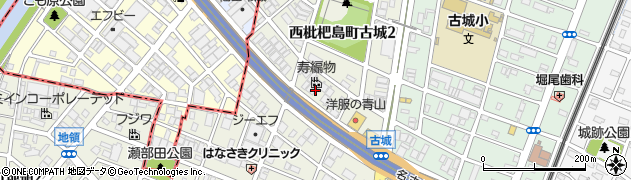 愛知県清須市西枇杷島町古城周辺の地図