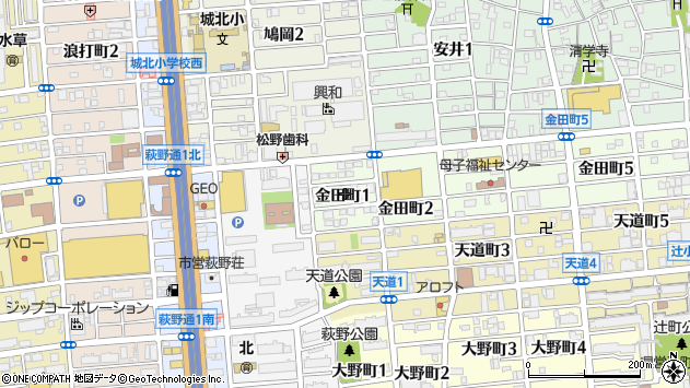 〒462-0033 愛知県名古屋市北区金田町の地図