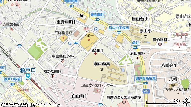〒489-0875 愛知県瀬戸市緑町の地図