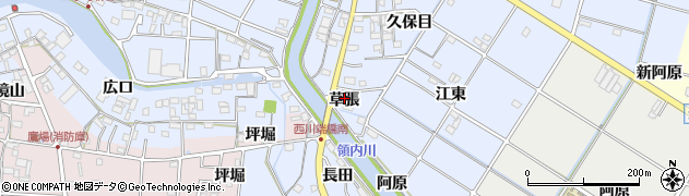 愛知県愛西市西川端町（草張）周辺の地図