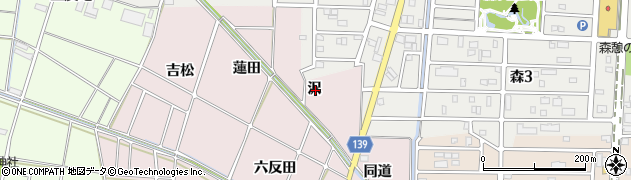 愛知県あま市古道沢周辺の地図