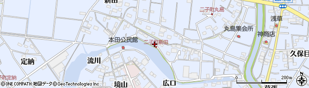 愛知県愛西市二子町新田278周辺の地図