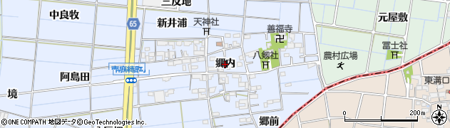 愛知県稲沢市南麻績町（郷内）周辺の地図