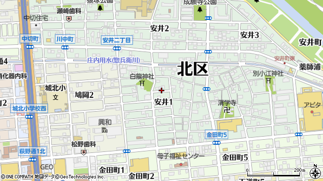 〒462-0023 愛知県名古屋市北区安井の地図
