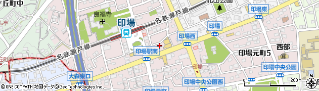 愛知県尾張旭市印場元町周辺の地図
