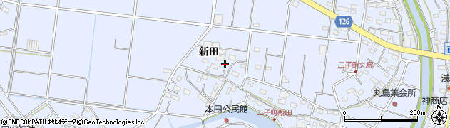 愛知県愛西市二子町新田周辺の地図